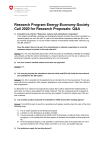 Research Program Energy-Economy-Society Call 2020 for Research Proposals: Q&A