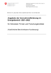 Angebote der Innovationsförderung im Energiebereich 2021-2022 für Schweizer Firmen und Forschungsinstitute