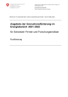 Angebote der Innovationsförderung im Energiebereich 2021-2022 für Schweizer Firmen und Forschungsinstitute